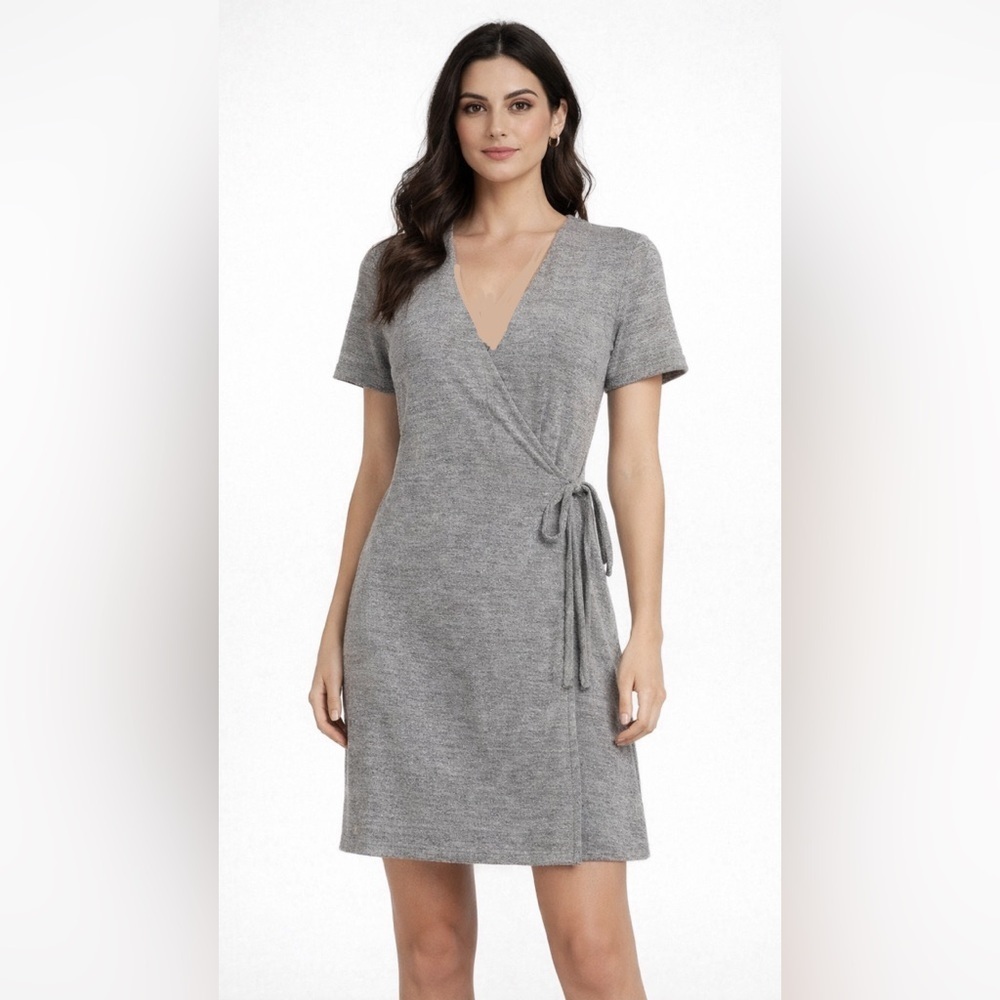 Petite Gray Wrap Dress Size S